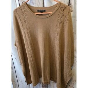 Banana Republic Sweater Womens XS /S Tan Crew‎ Neck Knit Poncho Cabincore Casual